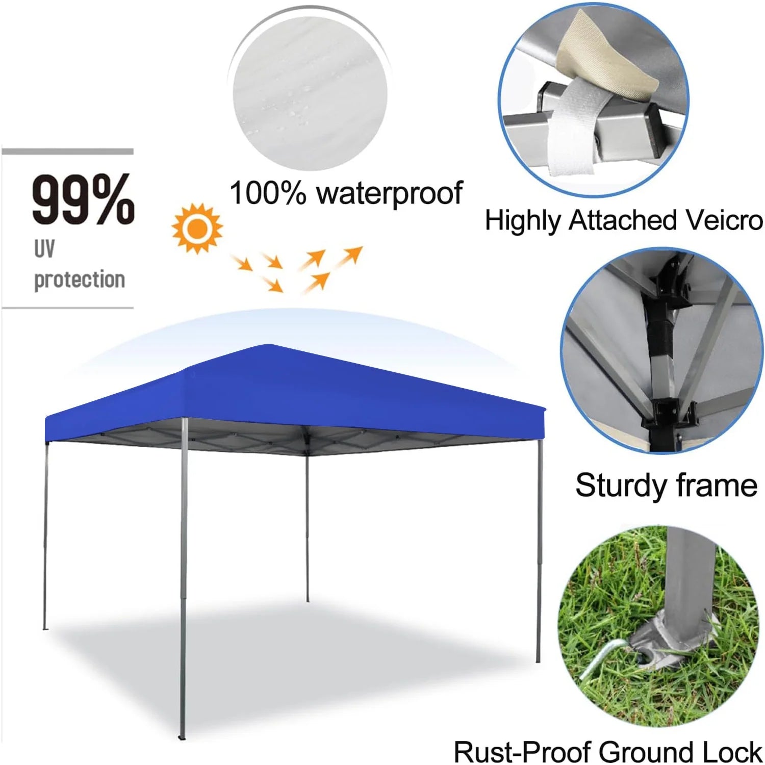 GVDV Canopy Tent, 10x10 Ft Easy Pop up Outdoor Canopy Tent, Portable Straight Leg Gazebo Instant Canopy - Product image 16