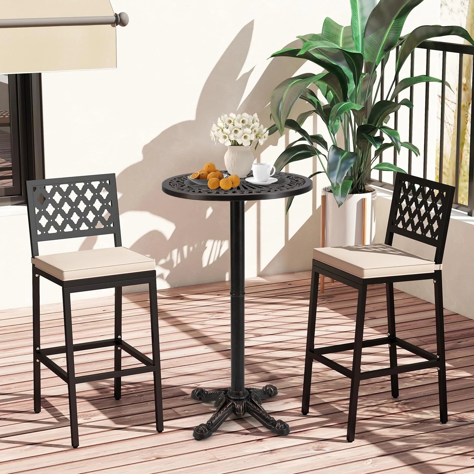 Tangkula 24" Outdoor Round Bar Table Cast Aluminum Heavy Duty Patio High Table with Stable Cross-Shaped - Product image 4