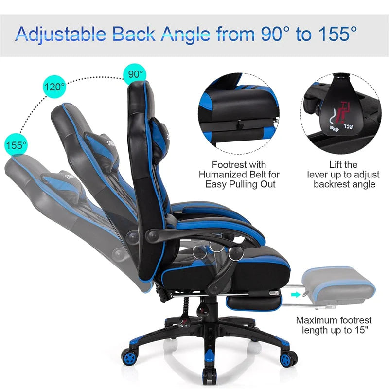 Ergonomic Gaming Chair Recliner with Footrest, Linkage Armrests & Lumbar Support - Product image 18