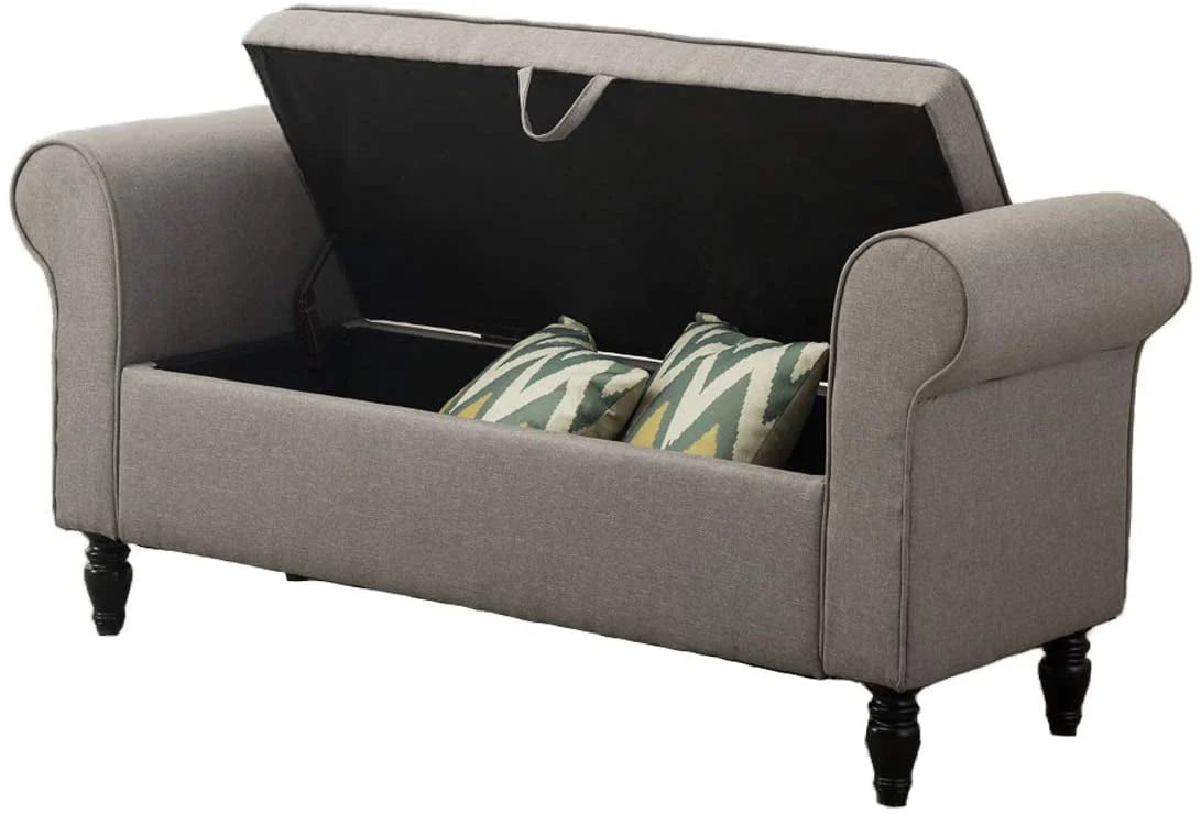 Andeworld Storage Bench with Arms Upholstered Bench Settee for Bedroom Living Room Gray - Product image 6