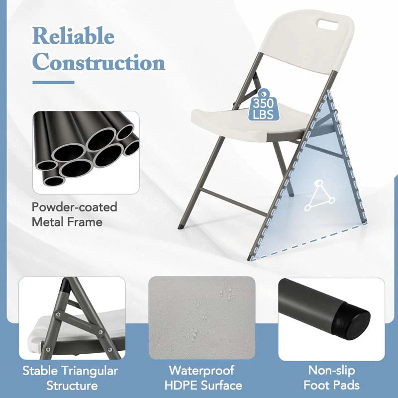 4/8/12 Pack HDPE Plastic Folding Chairs, Waiting Room Chairs with Metal Frame, Portable Banquet Chairs - Product image 13