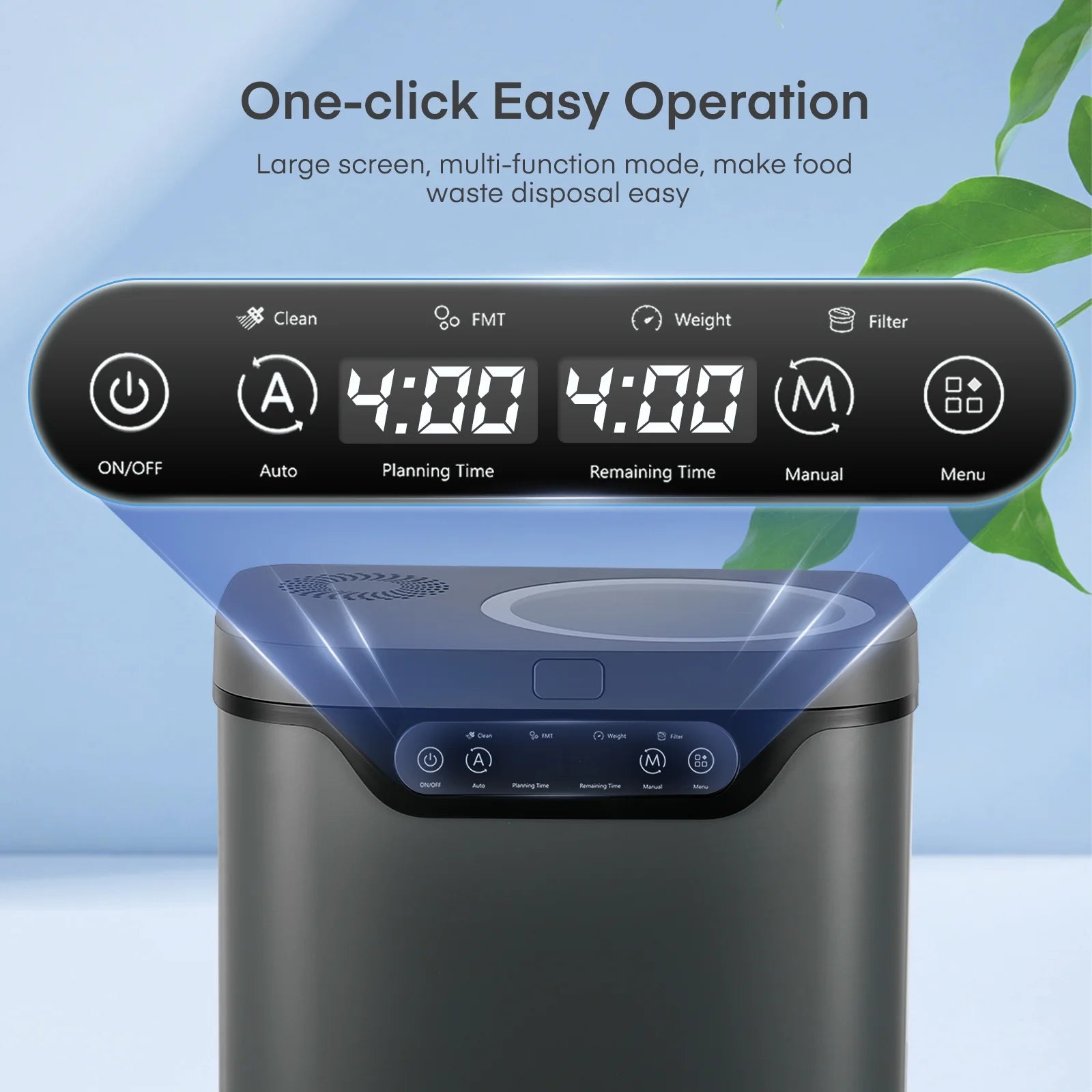 4 L Electric Composter for Kitchen, Countertop Compost Bin Indoor with Visible Window, LED Display - Product image 4
