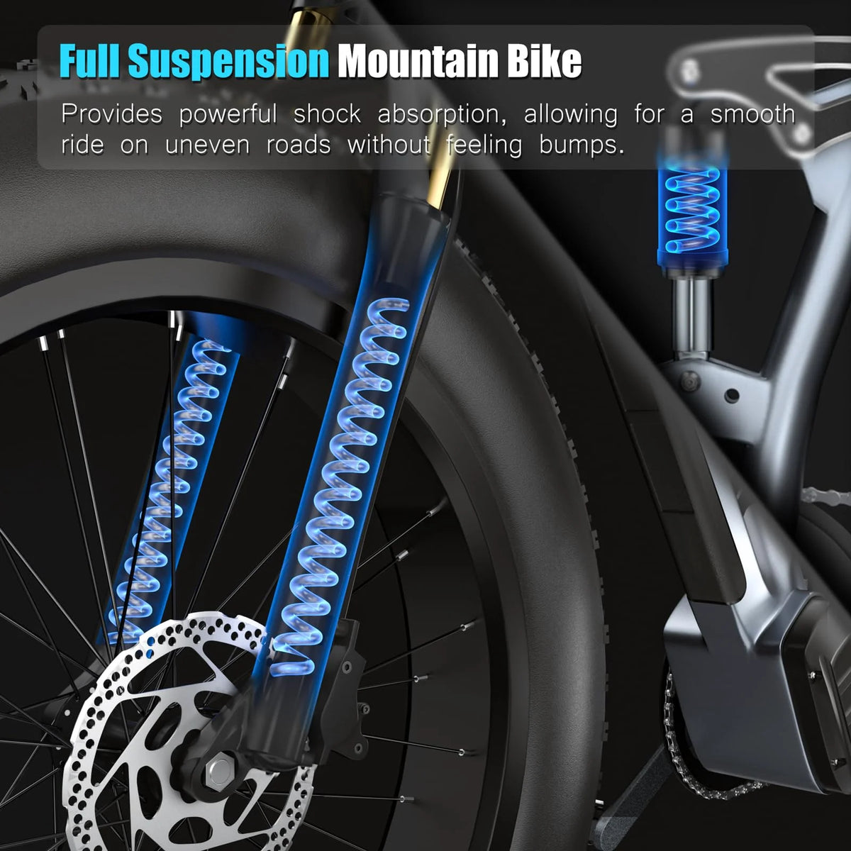 Electric Bike for Adults 26'', 1000W E - Mountain Bike 48V 30/20ah UL2849 Removable Battery - Product image 13