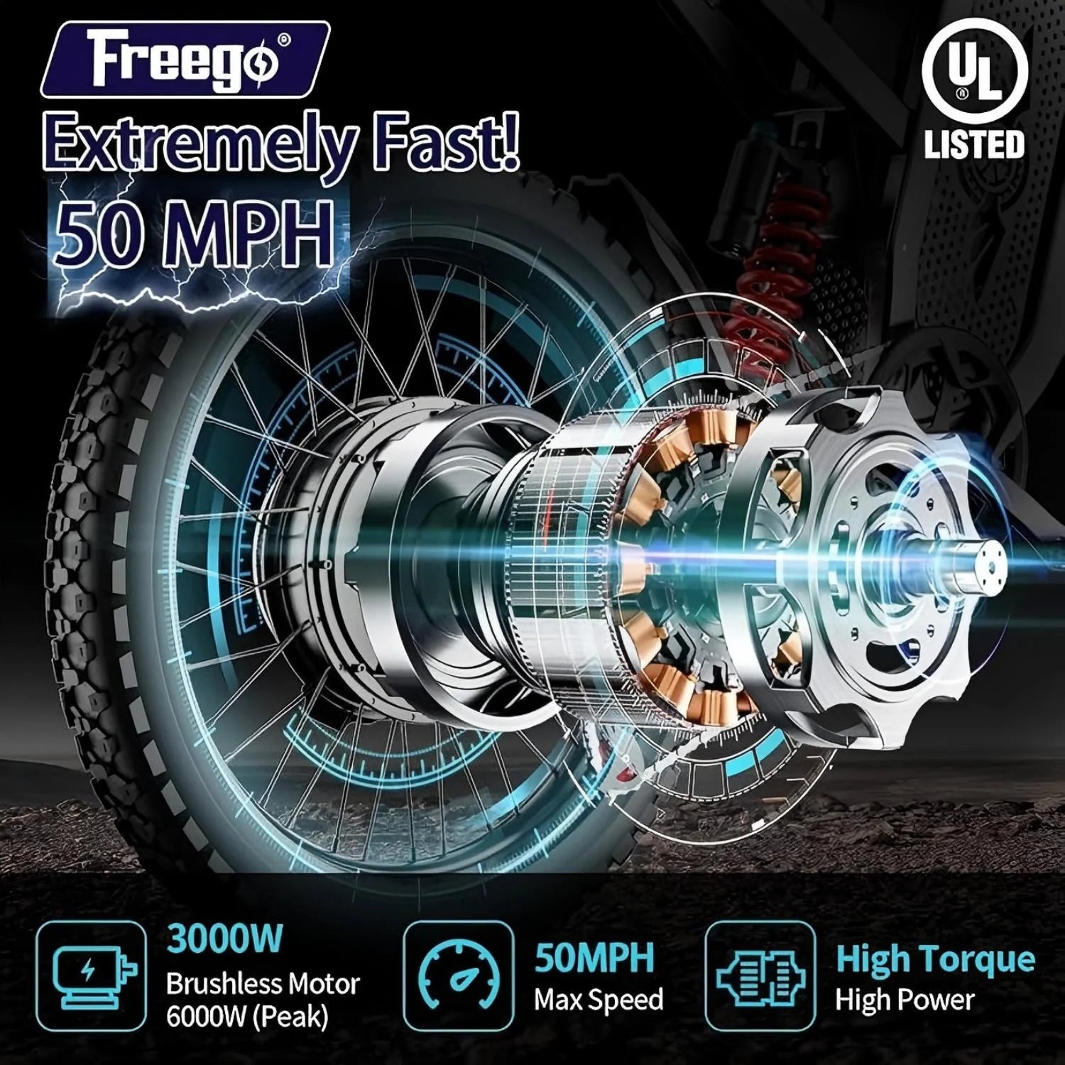 6000W(Peak) Motor 60V/35ah Battery, Freego X2pro Electric Motorcycle for Adults - Product image 2