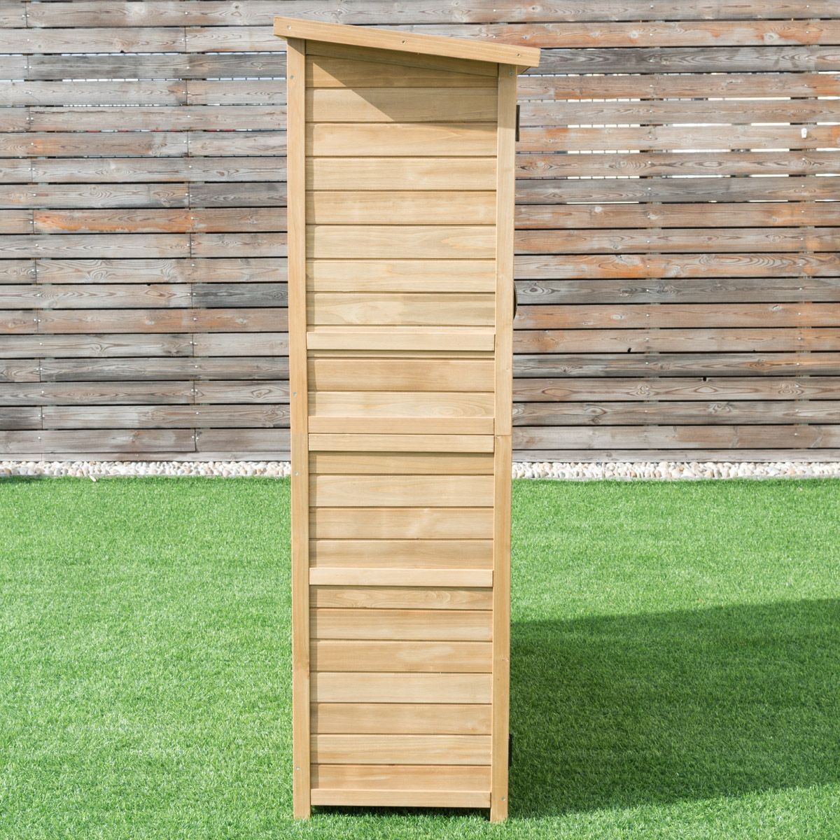 Wooden Garden Shed Outdoor Garden Shed Double Doors with Latch Sloped Asphalt Roof Outdoor Garden Shed 140 x 50 x 162 cm Natural -