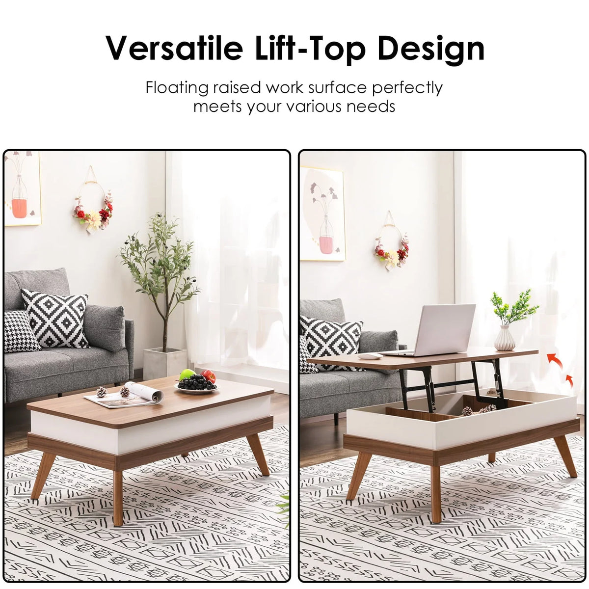 Bidiso Lift Top Coffee Table, Easy - to - Assembly Center Table with Hidden Storage Compartment - Product image 5