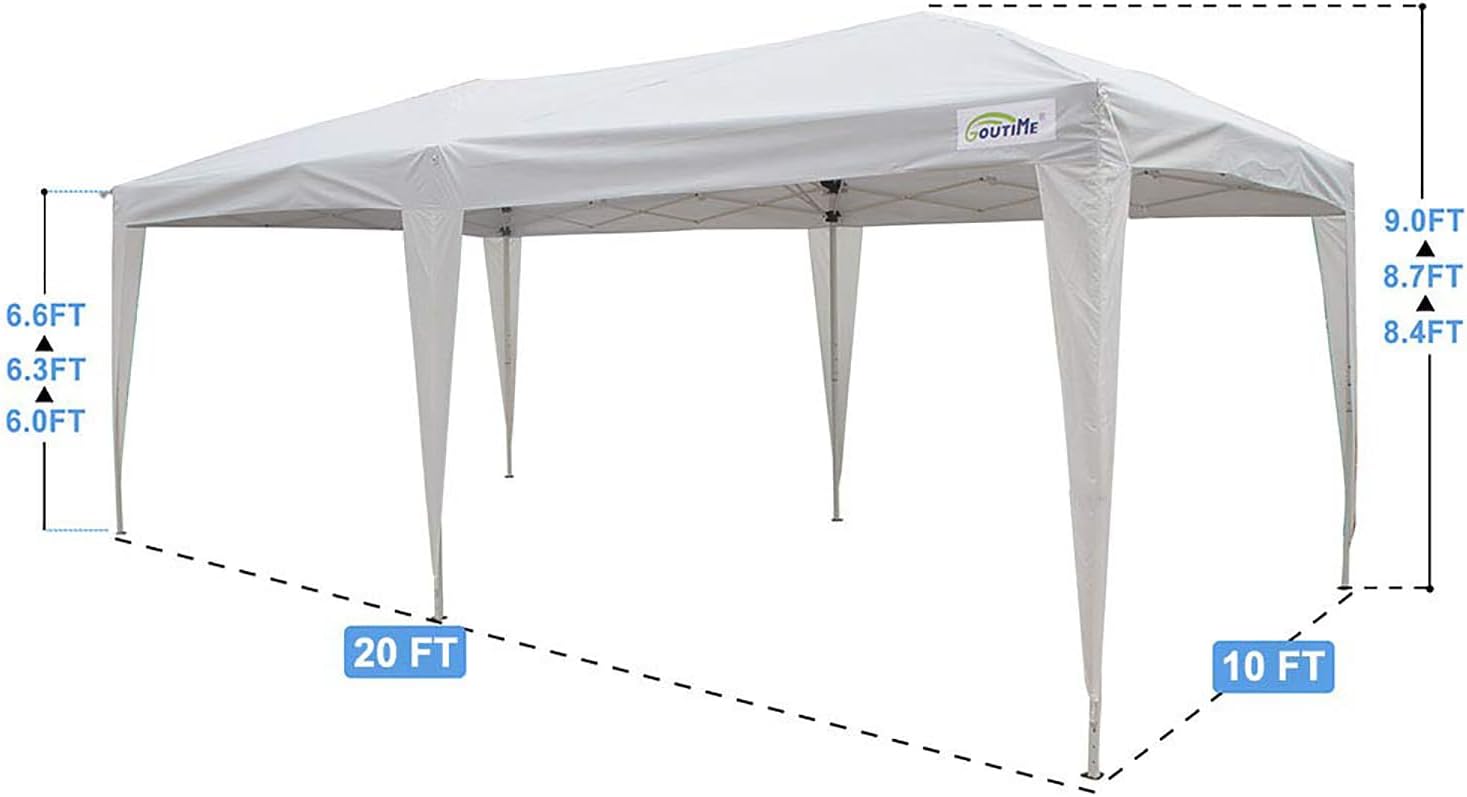 Goutime Folding Gazebo 3x6, Pop up Canopy Gazebo Party Tent, 4 Detachable Walls Even Bag on Wheels, Outdoor Garden Shelter, Party Tent (White)