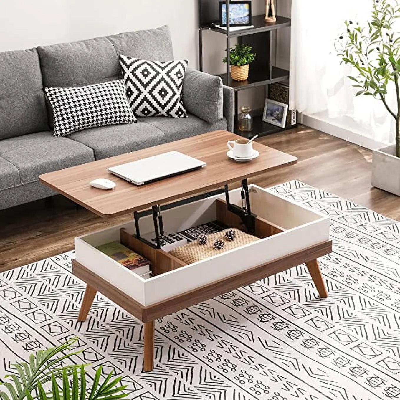 Bidiso Lift Top Coffee Table, Easy - to - Assembly Center Table with Hidden Storage Compartment - Product image 1