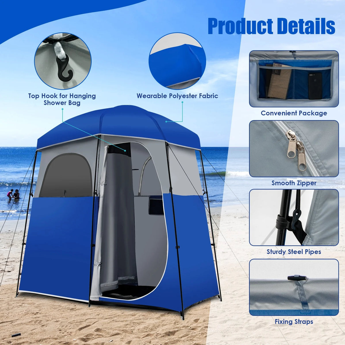 Favory Double - Room Shower Tent, Oversize Space Privacy Shelter for Camping with Floor - Product image 16