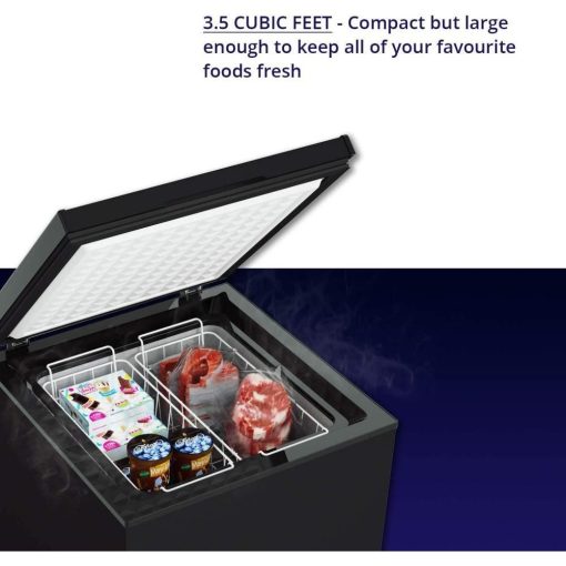 - 3.5 Cu Ft with 2 Removable Baskets - Concealed Freezer - Quiet Compact Freezer - 7 Temperature Settings - Black -