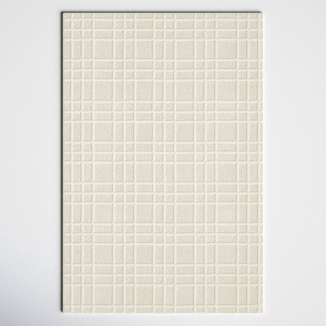 Alec Plaid Handmade Tufted Wool White Area Rug Joss & Main Rug Size: Rectangle 7'9" x 9'9" - Product image 1