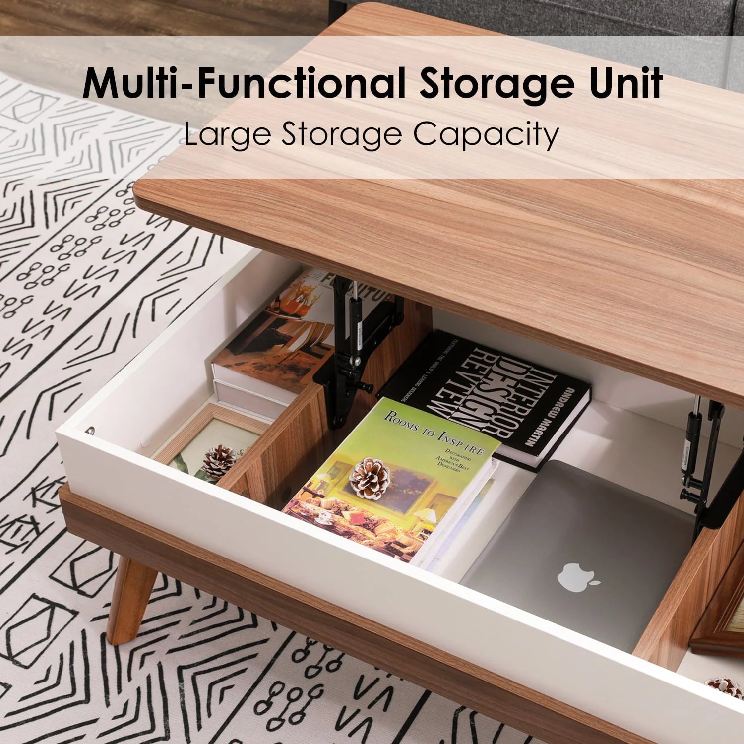 Bidiso Lift Top Coffee Table, Easy - to - Assembly Center Table with Hidden Storage Compartment - Product image 6