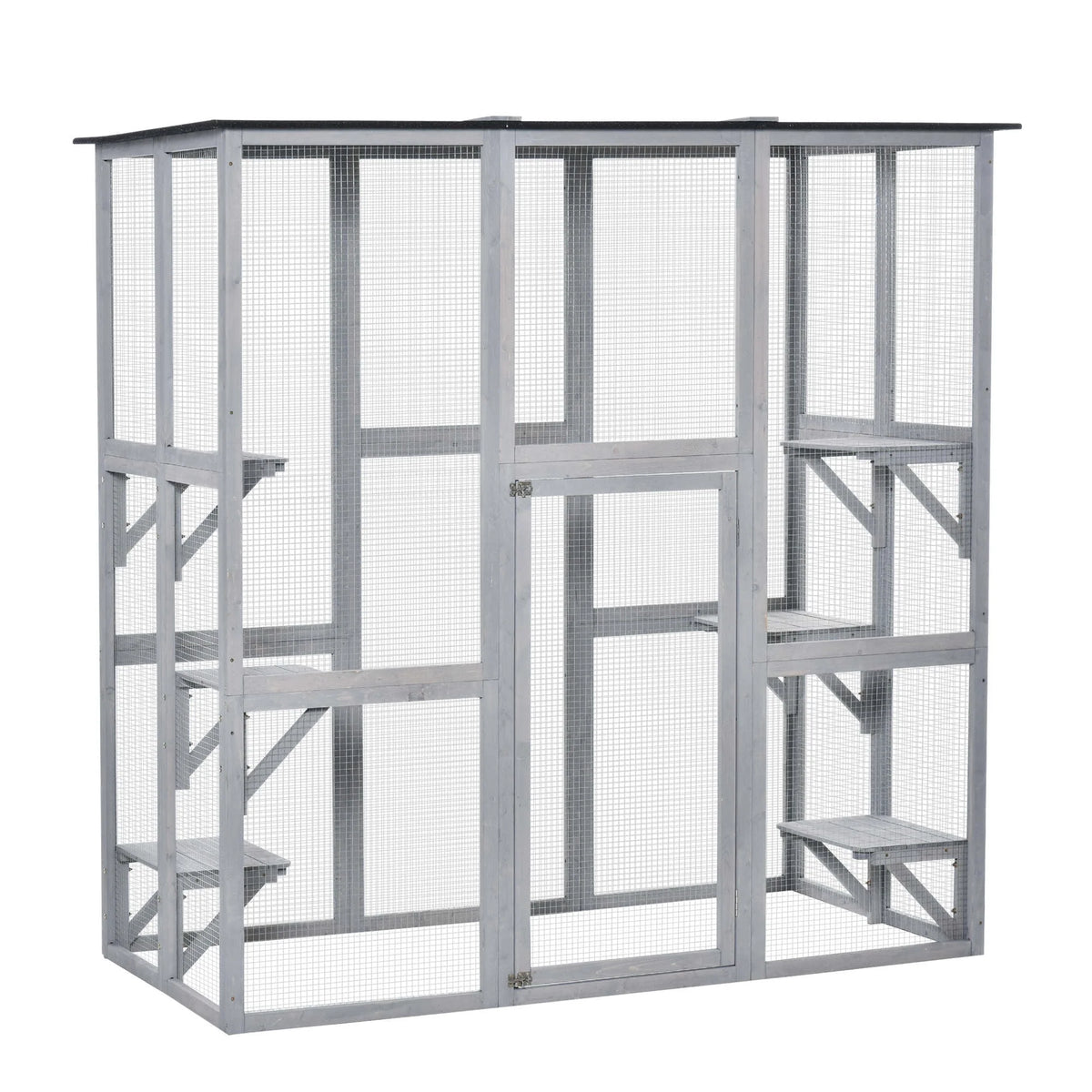 Pawhut Wooden Catio Enclosure with Weather Protection, 6 Platforms, Outdoor, Large, 71" x 38.5" x 71" - Product image 1