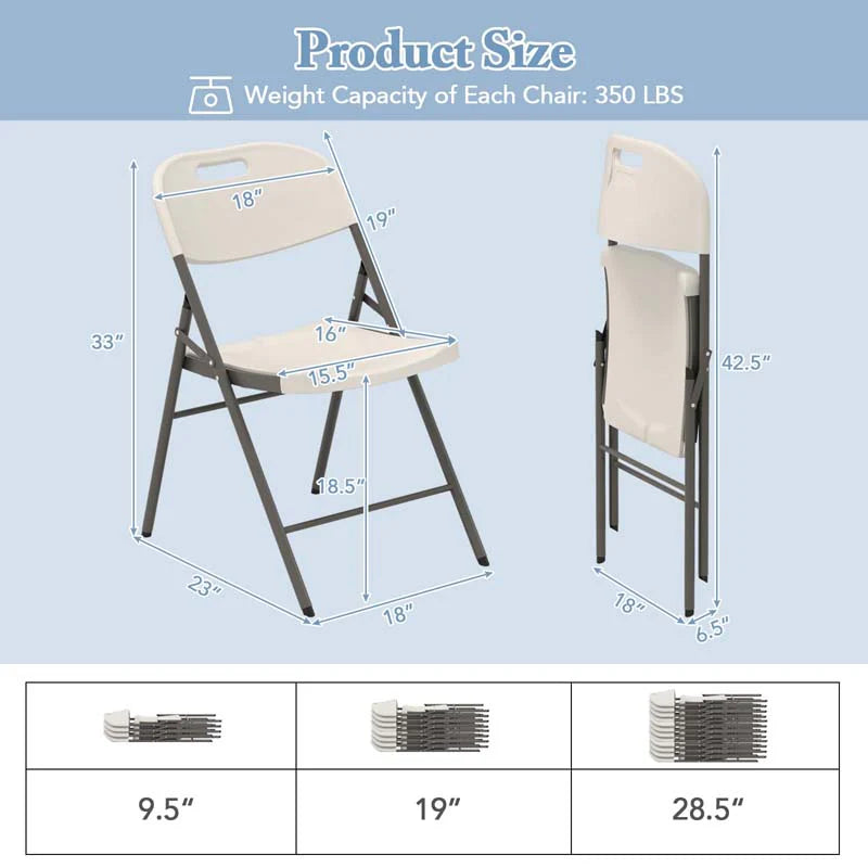 4/8/12 Pack HDPE Plastic Folding Chairs, Waiting Room Chairs with Metal Frame, Portable Banquet Chairs - Product image 11