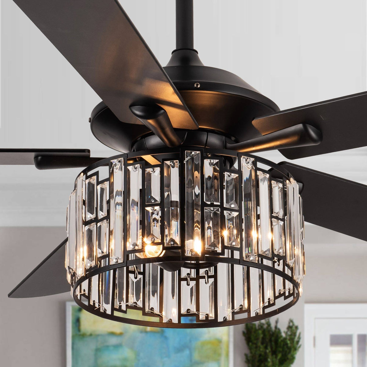 TRM 52" 5-Blade Plywood Ceiling Fan with Remote - Matte Black - Product image 1