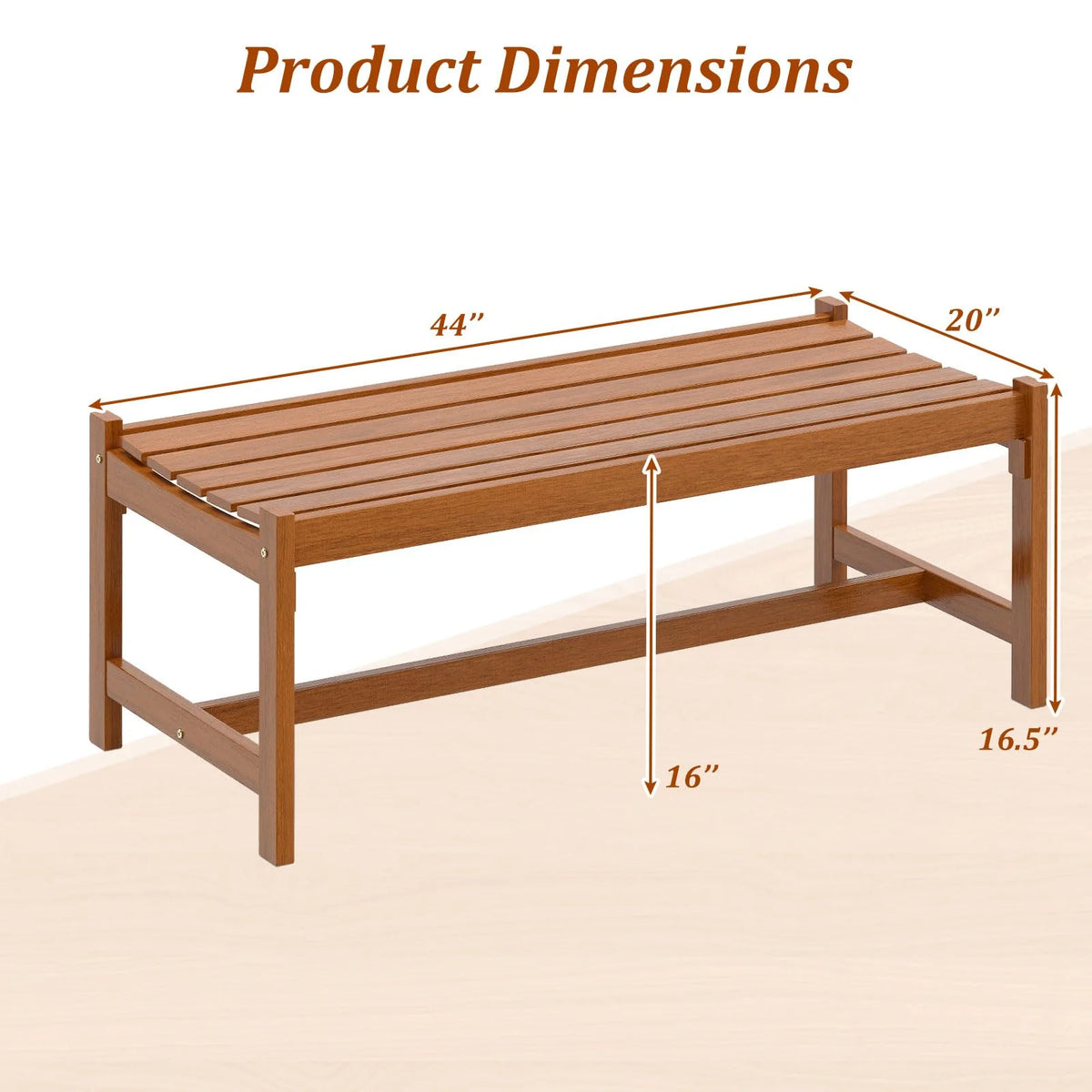 Tangkula Outdoor Wood Bench Backless Set of 1/2 Solid Hardwood Patio Dining Bench(1/2) - Product image 3