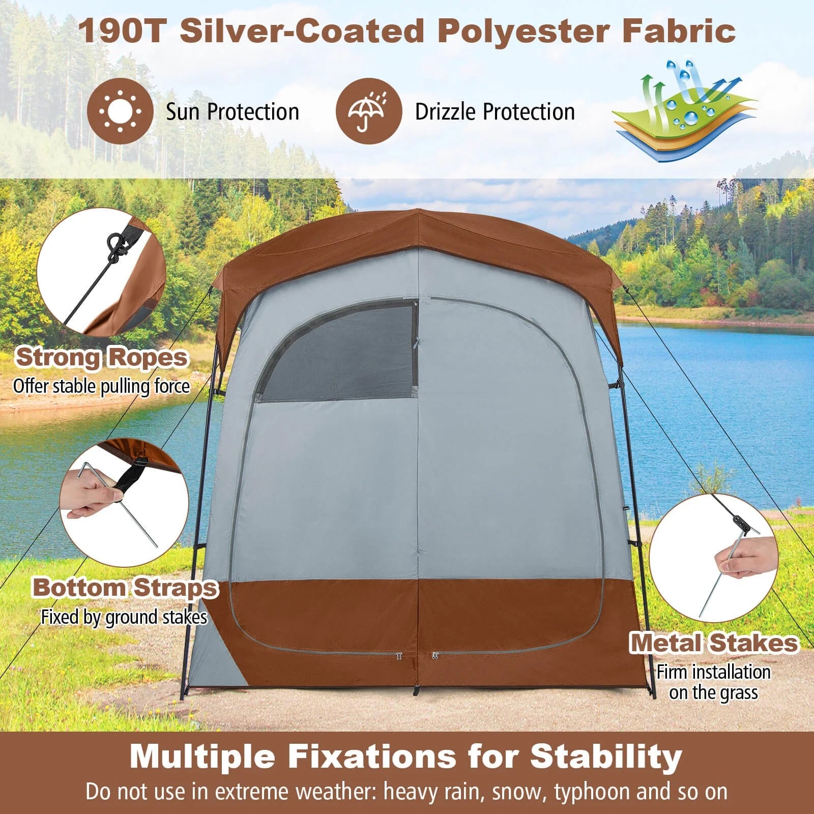 Favory Double - Room Shower Tent, Oversize Space Privacy Shelter for Camping with Floor - Product image 5