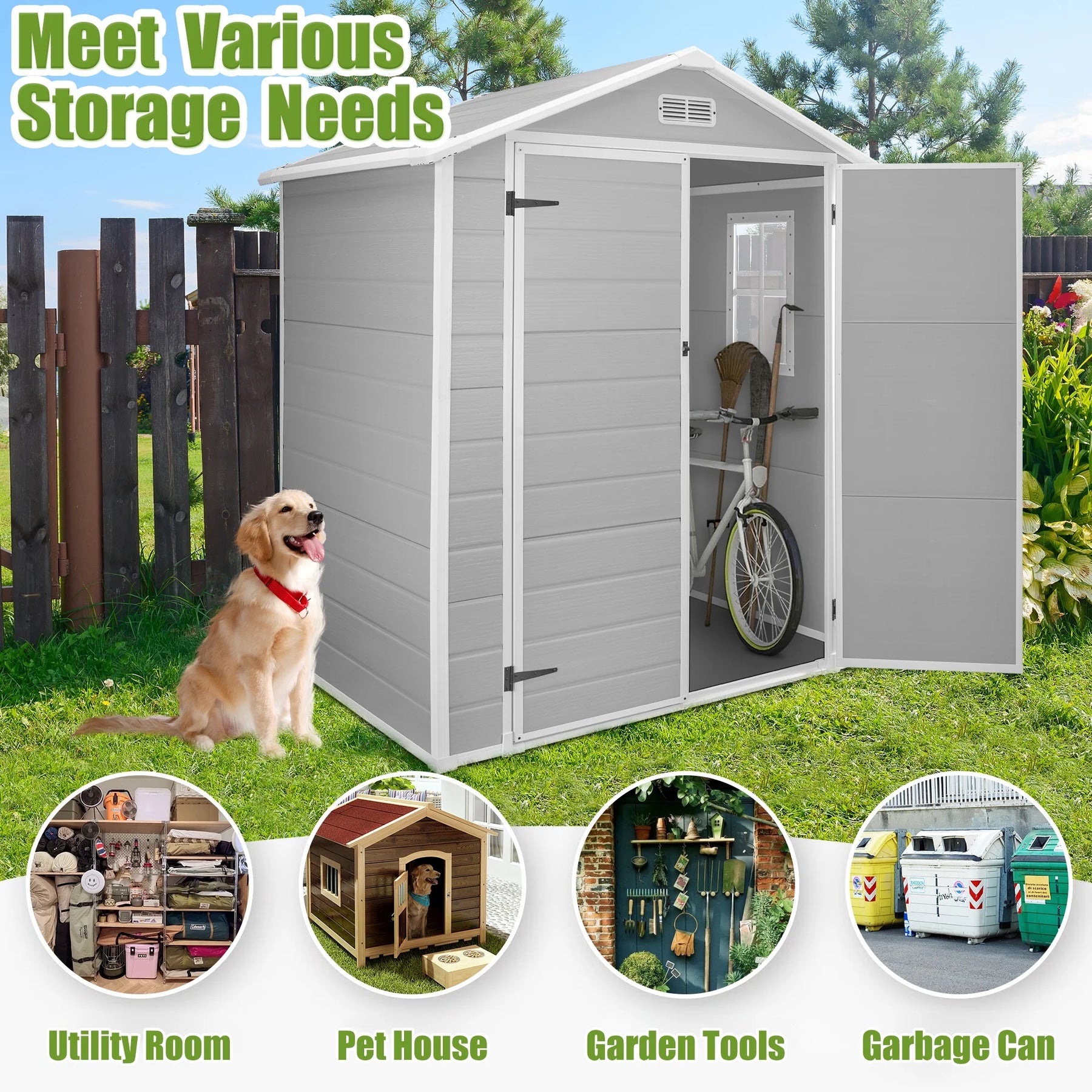 Enyopro 306gal Outdoor Storage Shed, Horizontal Resin Shed, Resistant Tool Plastic Shed for Storage of - Product image 19
