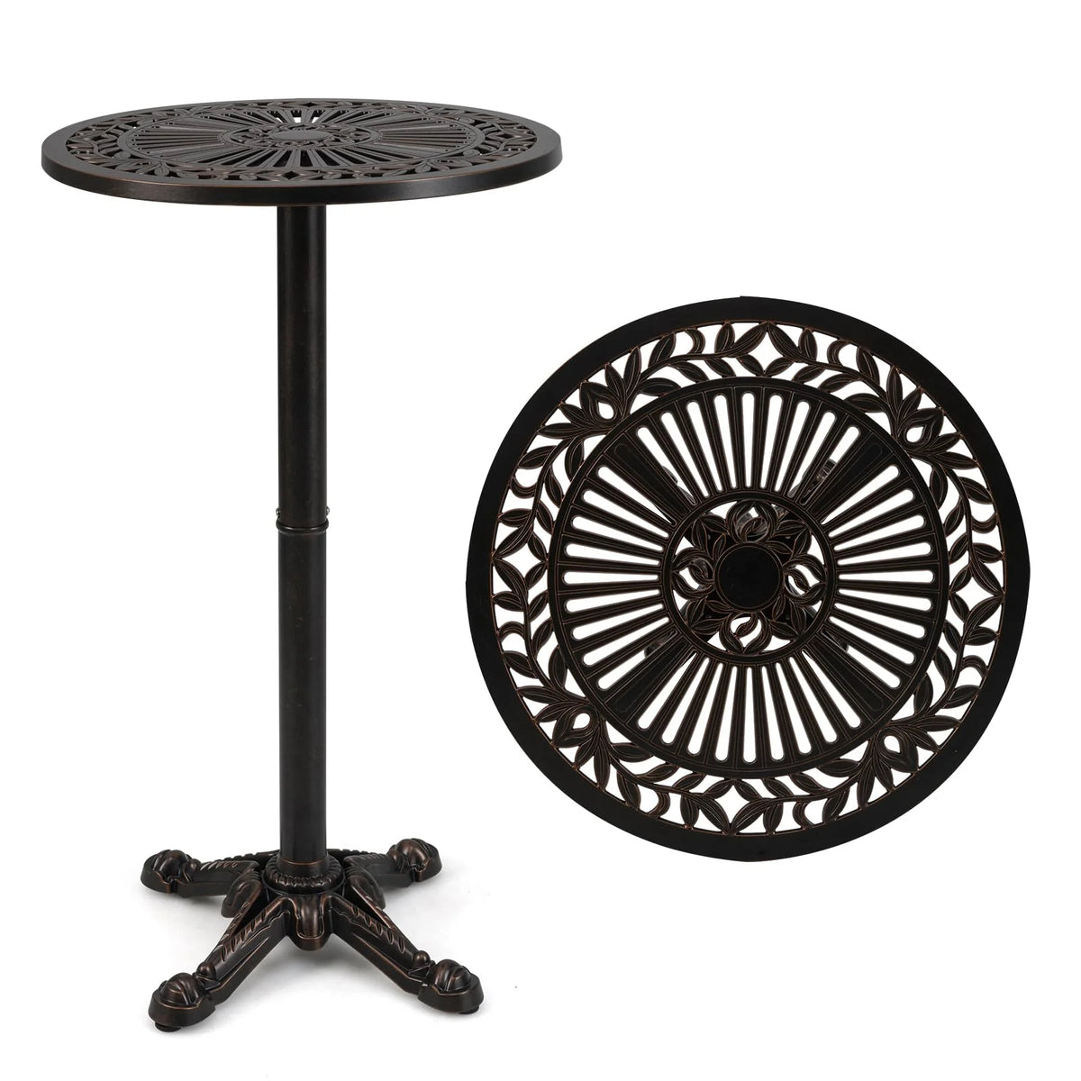 Tangkula 24" Outdoor Round Bar Table Cast Aluminum Heavy Duty Patio High Table with Stable Cross-Shaped - Product image 1