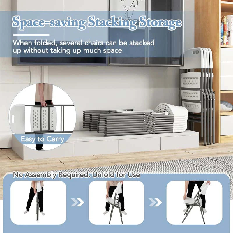 4/8/12 Pack HDPE Plastic Folding Chairs, Waiting Room Chairs with Metal Frame, Portable Banquet Chairs - Product image 12