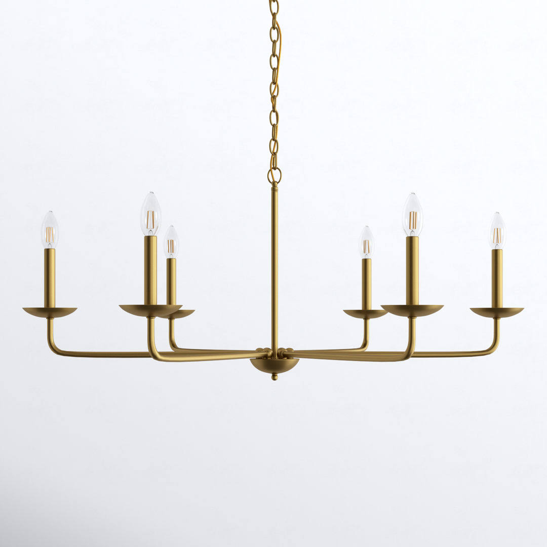 Baltray 6 - Light Candle Style Classic/Traditional Chandelier Joss & Main Finish: Brass, Size - Product image 1