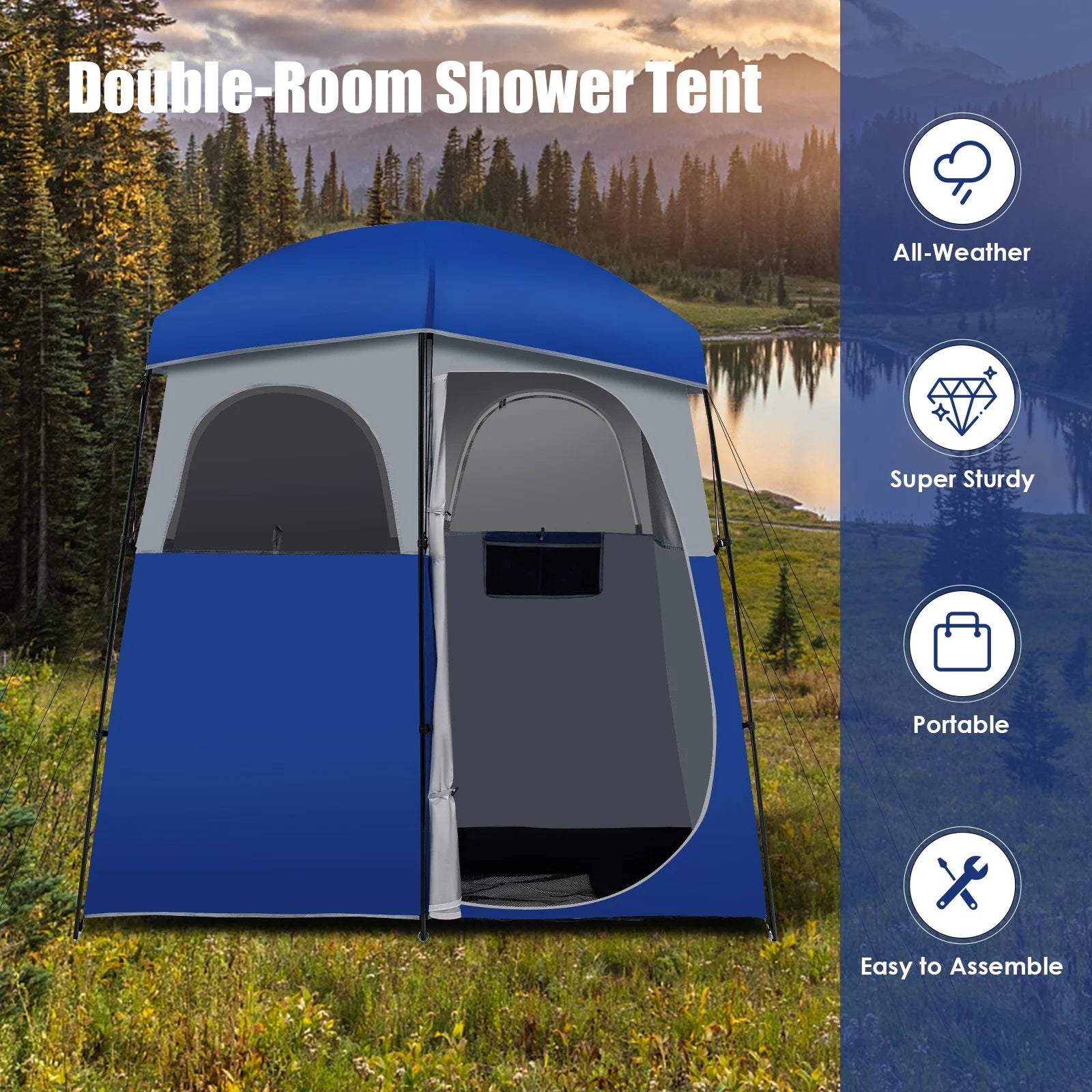 Favory Double - Room Shower Tent, Oversize Space Privacy Shelter for Camping with Floor - Product image 17