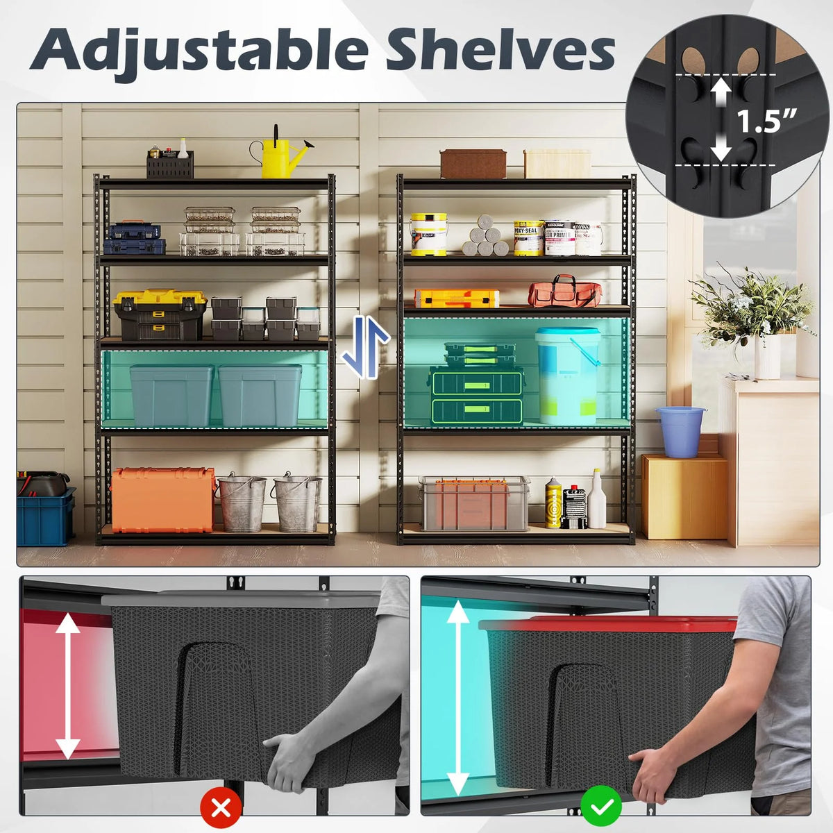 Tangkula 5-Tier Heavy Duty Garage Shelving Unit 2200 LBS Metal Storage Organizer Rack - Product image 5