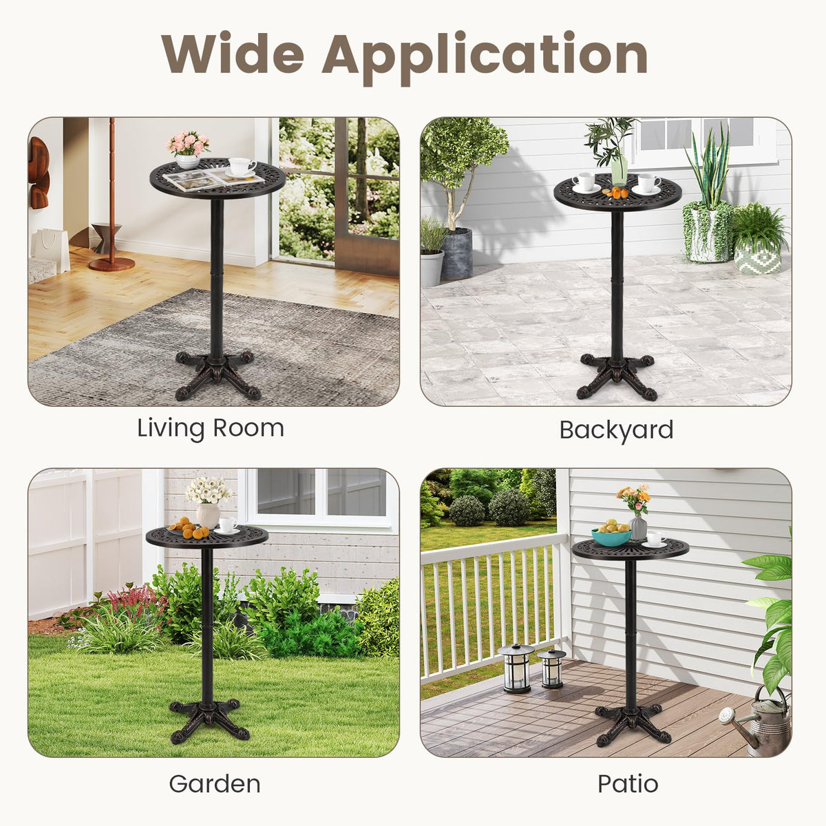 Tangkula 24" Outdoor Round Bar Table Cast Aluminum Heavy Duty Patio High Table with Stable Cross-Shaped - Product image 9