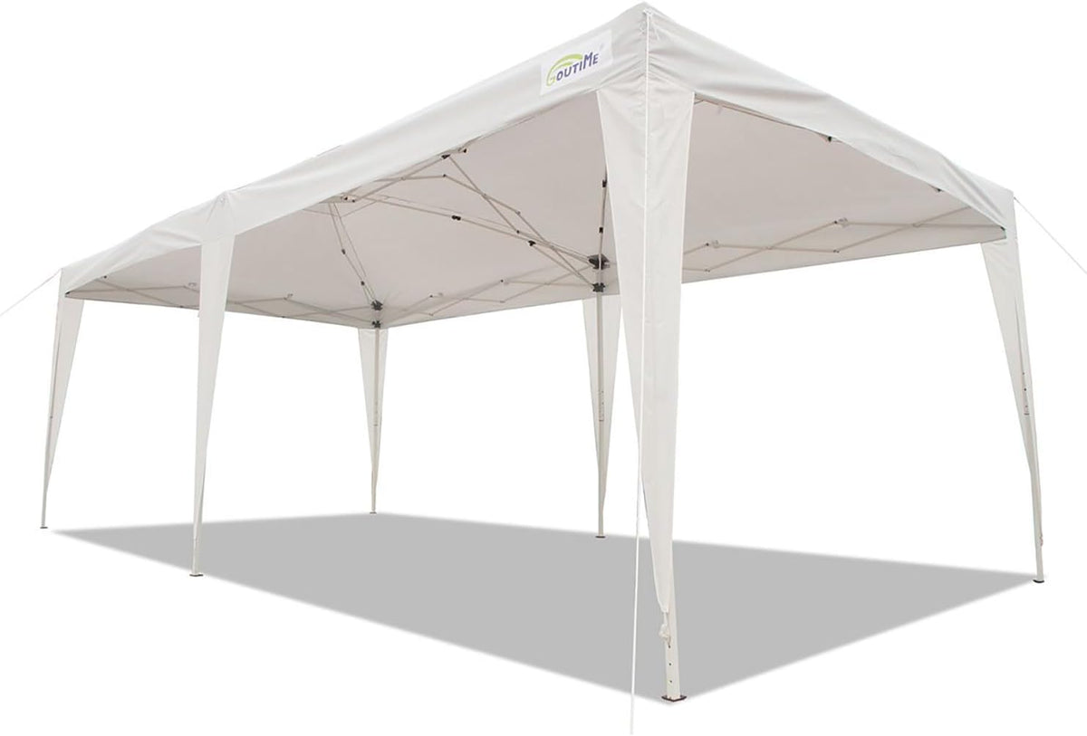 Goutime Folding Gazebo 3x6, Pop up Canopy Gazebo Party Tent, 4 Detachable Walls Even Bag on Wheels, Outdoor Garden Shelter, Party Tent (White)