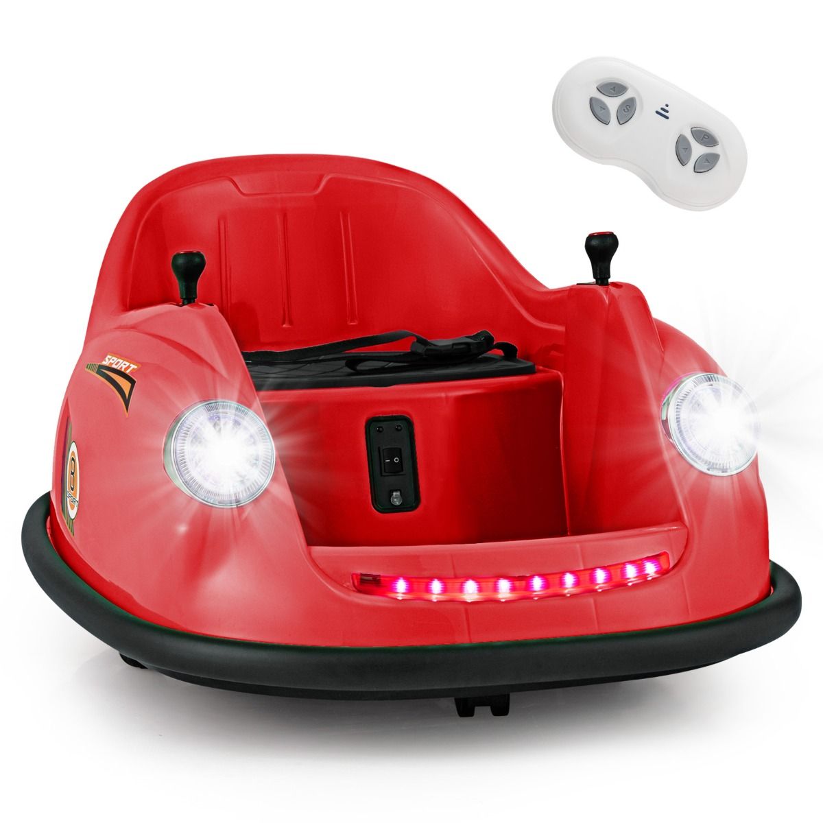 12V Electric Bumper Car for Kids Battery Powered Remote Control LED Lights Music for Ages 2-5 Pink/Red/Blue -