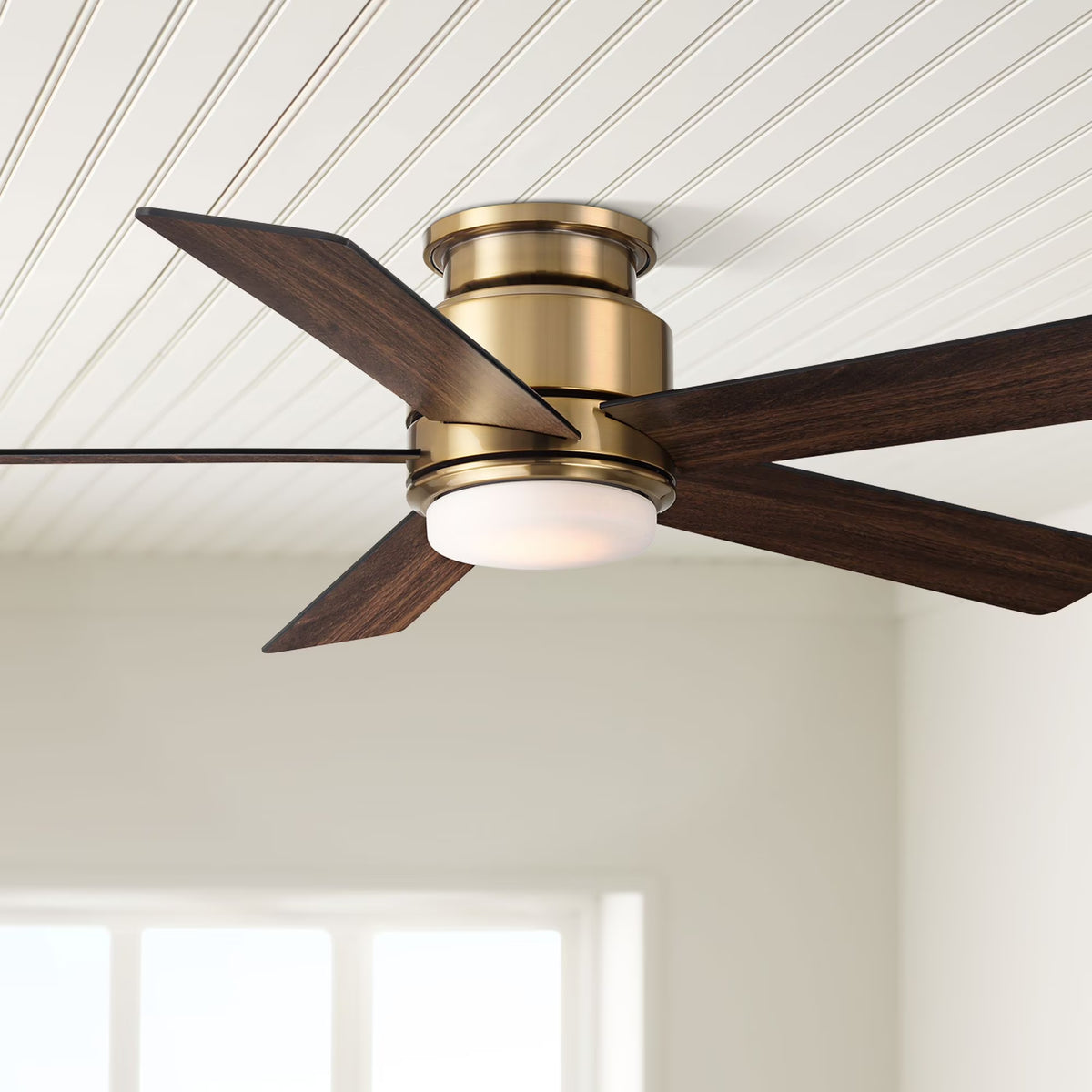 Casa Vieja 52" Grand Palm Indoor Outdoor Ceiling Fan 5 Blade LED Light Remote Control Soft Brass Finish - Product image 1