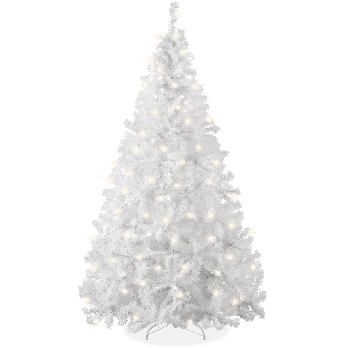 Best Choice Products 6ft Pre-Lit Premium Hinged Artificial White Christmas Pine Tree w/ 250 Lights, Stand - Product image 1