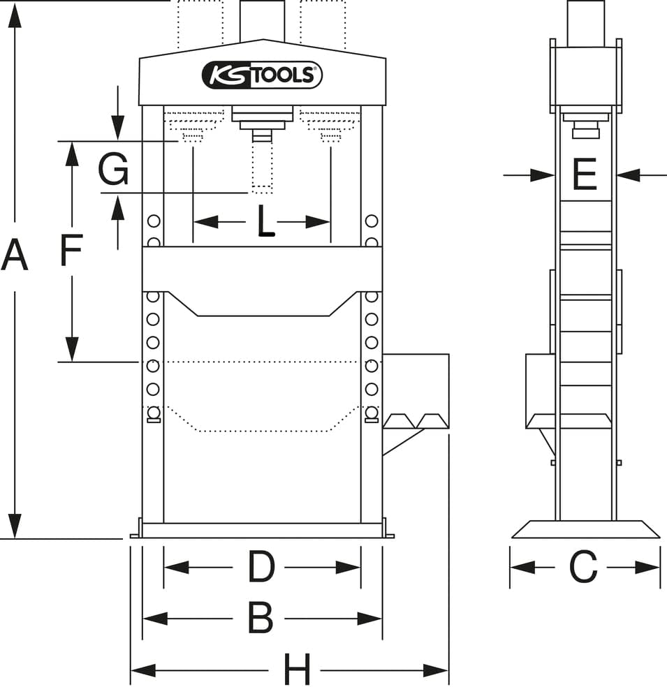 KS Tools - 160.0112 - Hydraulic bench press - 15 ton hydraulic press - 2 speed hydraulic pump