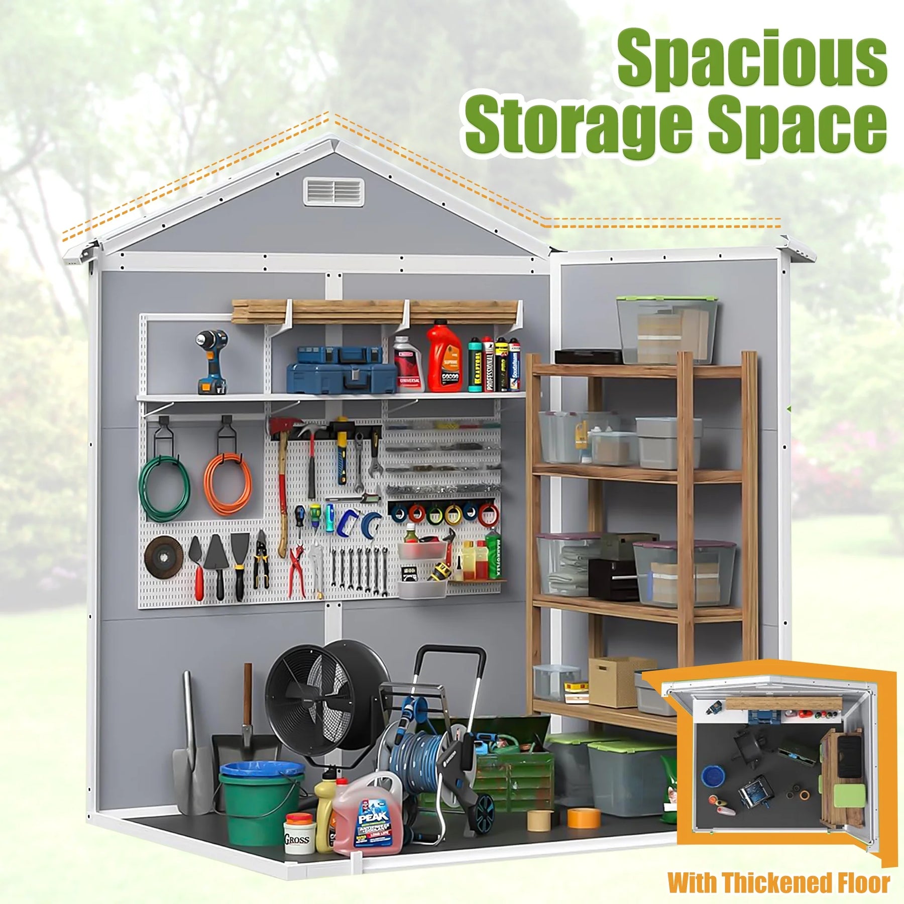 Enyopro 306gal Outdoor Storage Shed, Horizontal Resin Shed, Resistant Tool Plastic Shed for Storage of - Product image 25