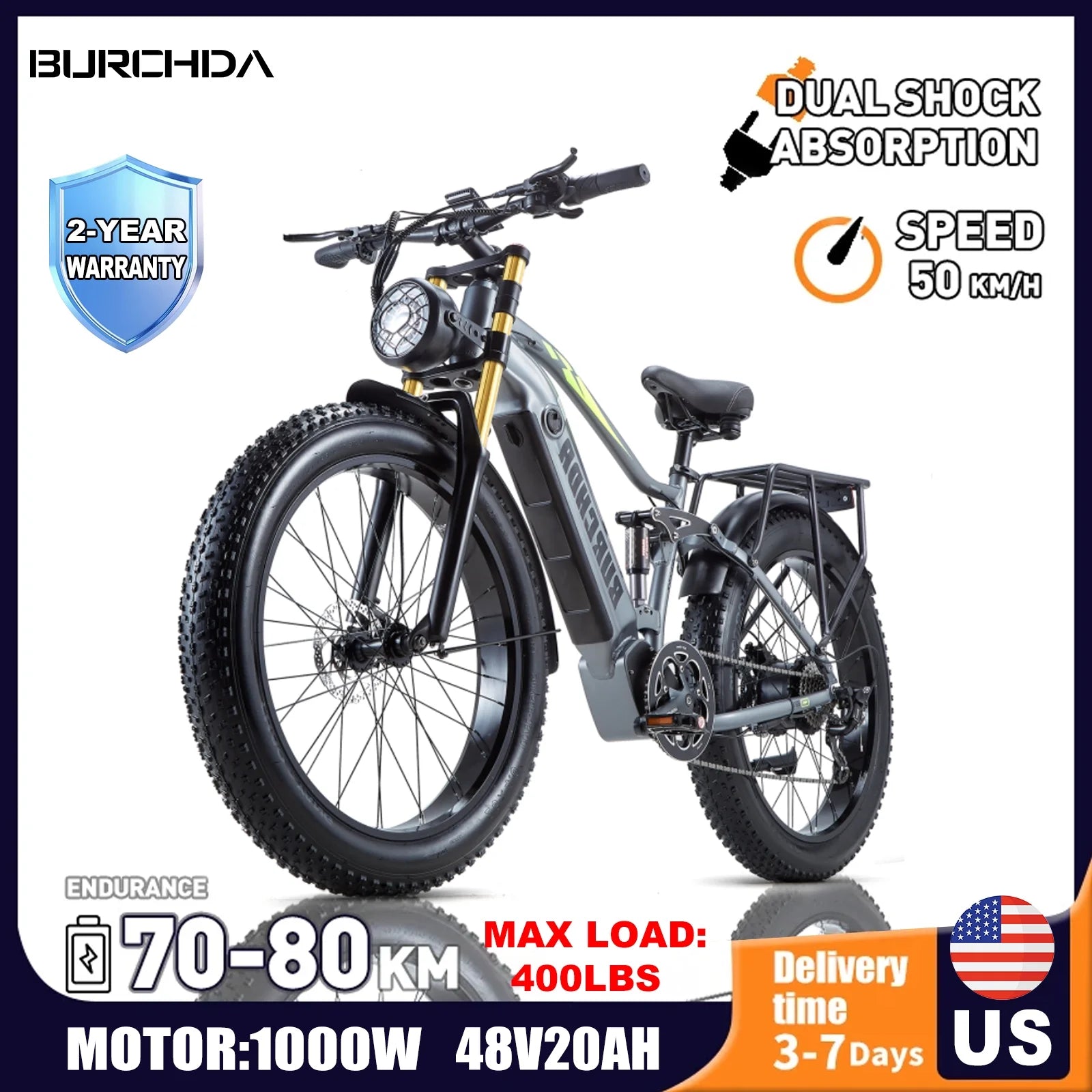 Electric Bike for Adults 26'', 1000W E - Mountain Bike 48V 30/20ah UL2849 Removable Battery - Product image 17