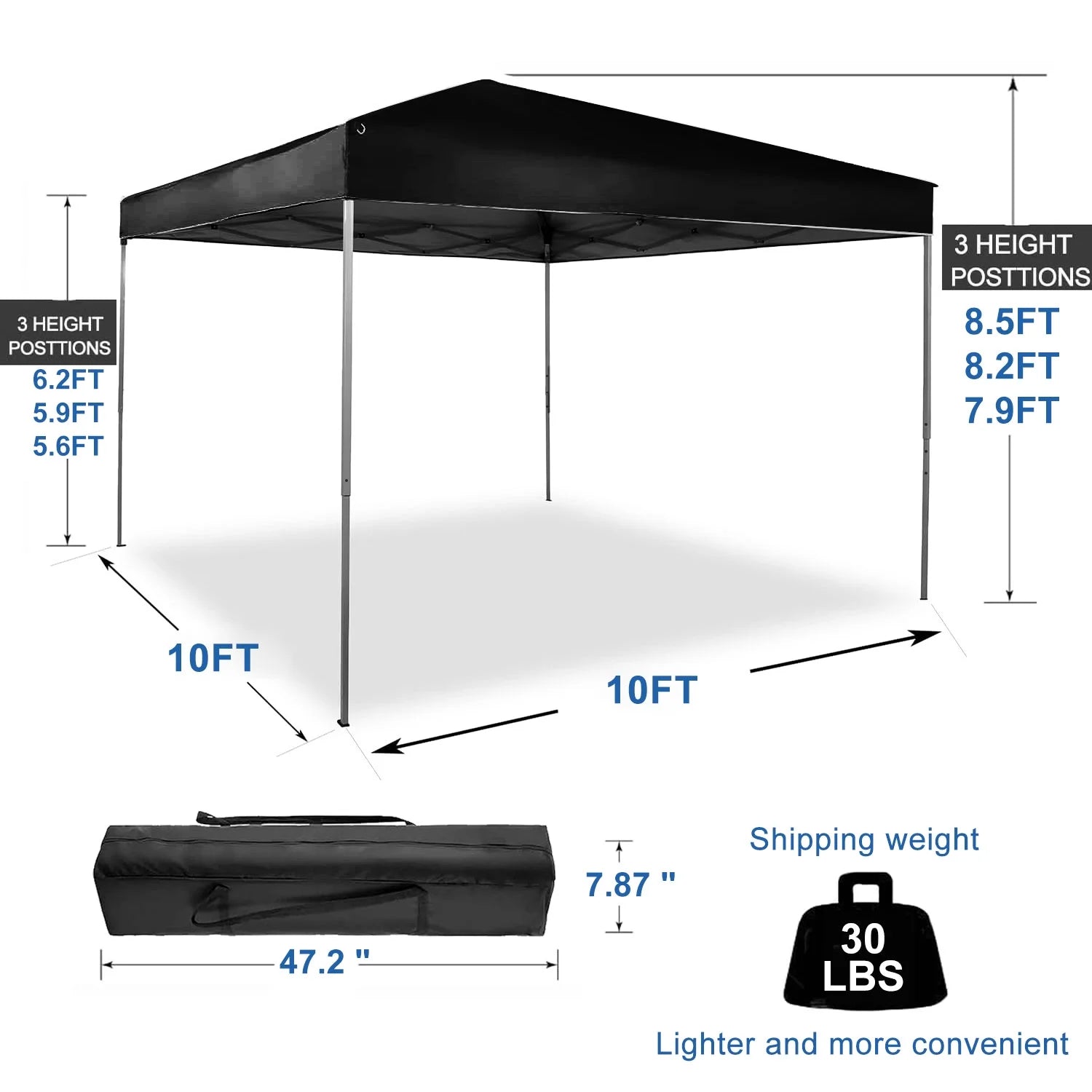 GVDV Canopy Tent, 10x10 Ft Easy Pop up Outdoor Canopy Tent, Portable Straight Leg Gazebo Instant Canopy - Product image 46