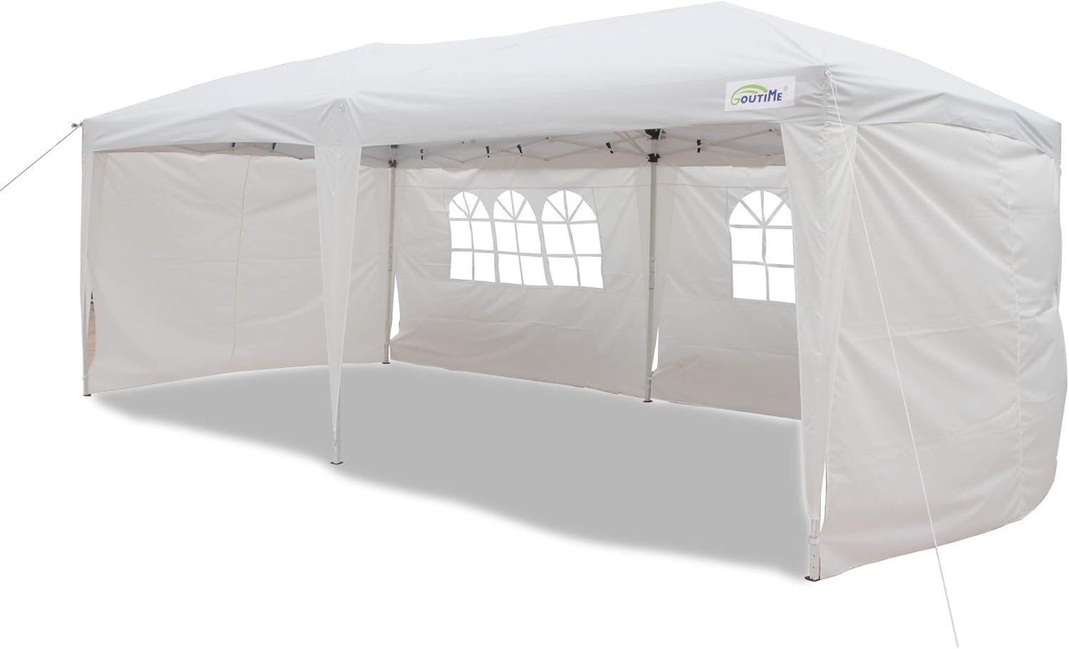 Goutime Folding Gazebo 3x6, Pop up Canopy Gazebo Party Tent, 4 Detachable Walls Even Bag on Wheels, Outdoor Garden Shelter, Party Tent (White)