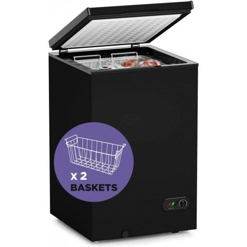 - 3.5 Cu Ft with 2 Removable Baskets - Concealed Freezer - Quiet Compact Freezer - 7 Temperature Settings - Black -