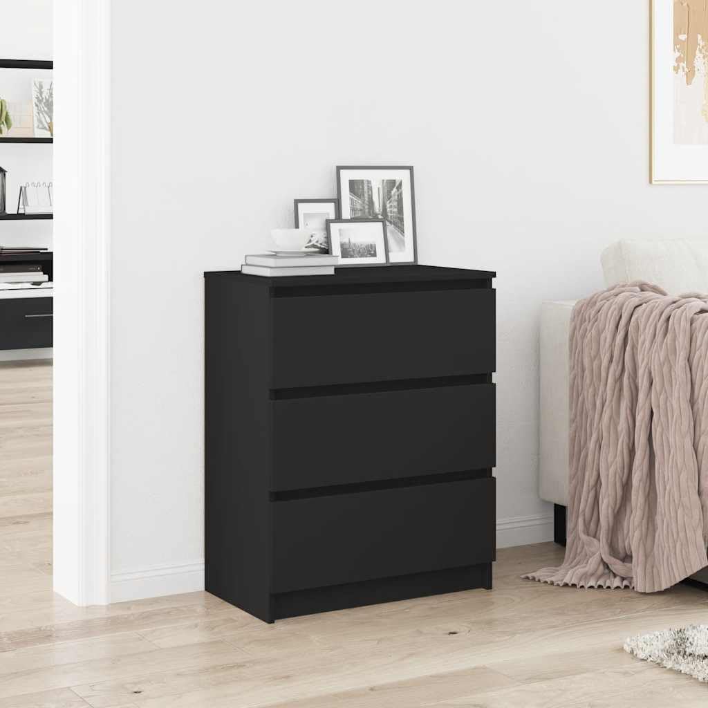 vidaXL Sideboard, Storage Unit with Drawer, Storage Cabinet, Living Room Organizer Indoor, Black Engineered Wood