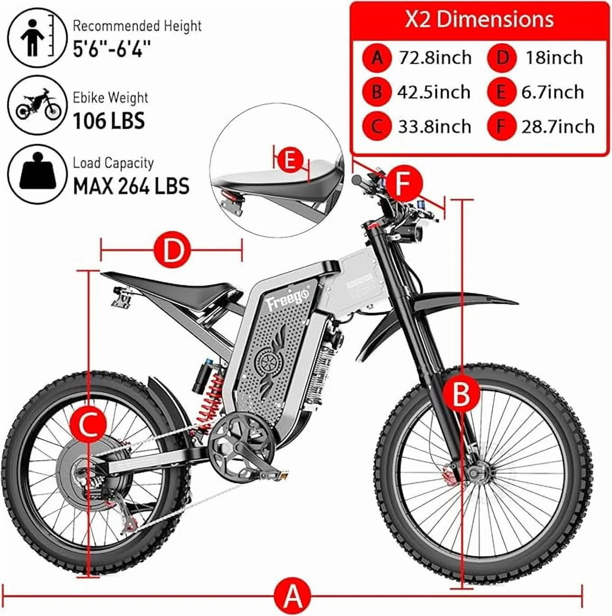 6000W(Peak) Motor 60V/35ah Battery, Freego X2pro Electric Motorcycle for Adults - Product image 15