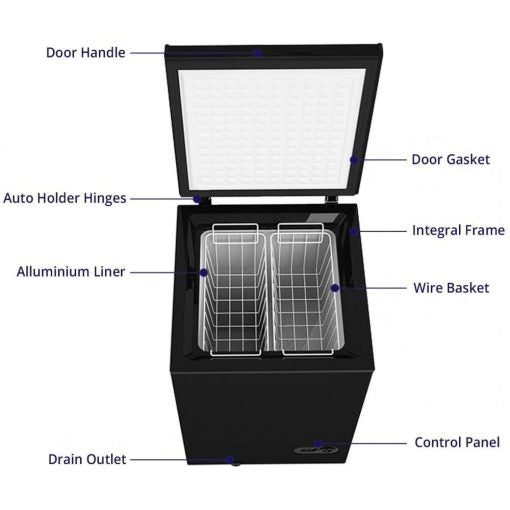 - 3.5 Cu Ft with 2 Removable Baskets - Concealed Freezer - Quiet Compact Freezer - 7 Temperature Settings - Black -