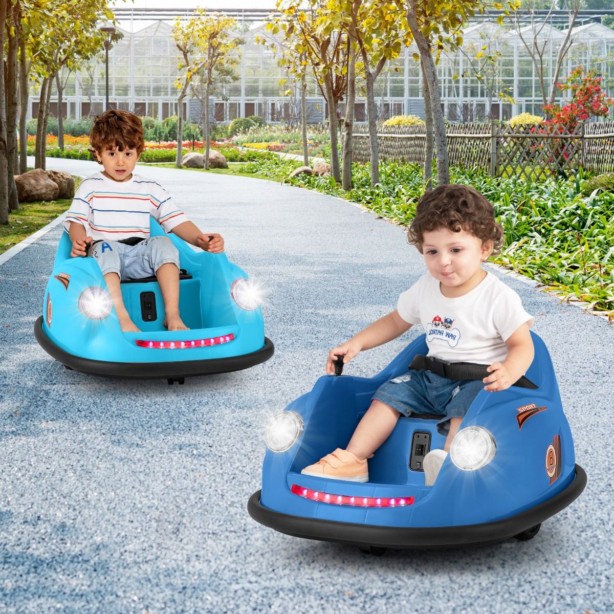 12V Electric Bumper Car for Kids Battery Powered Remote Control LED Lights Music for Ages 2-5 Pink/Red/Blue -