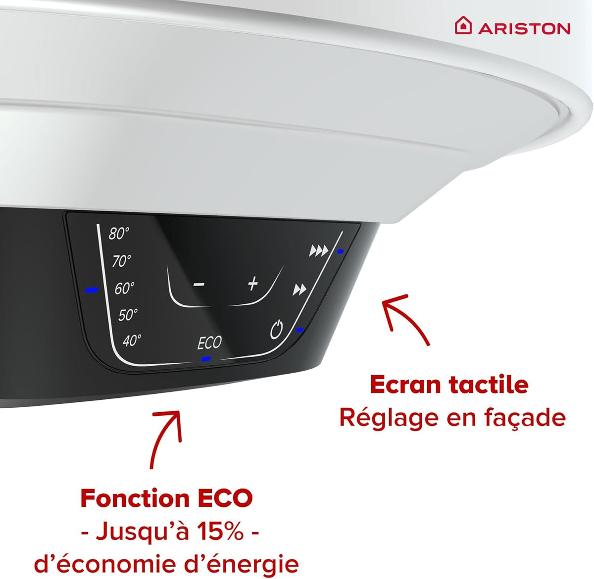 Ariston PRO1 ECO 80L - Vertical Wall-Mounted Electric Water Heater Ø450 mm - Intelligent ECO Function - Class B - Designed and manufactured to be installed in France