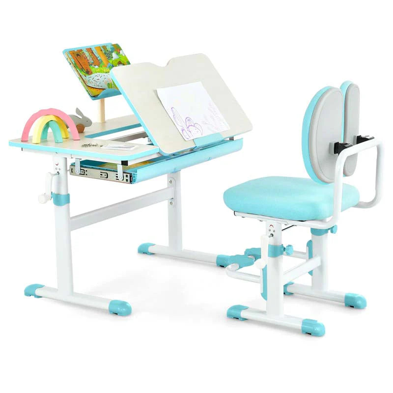 Height-Adjustable Kids Study Desk Chair Set, Tiltable Student Writing Table & Chair Set with Book Stand - Product image 10