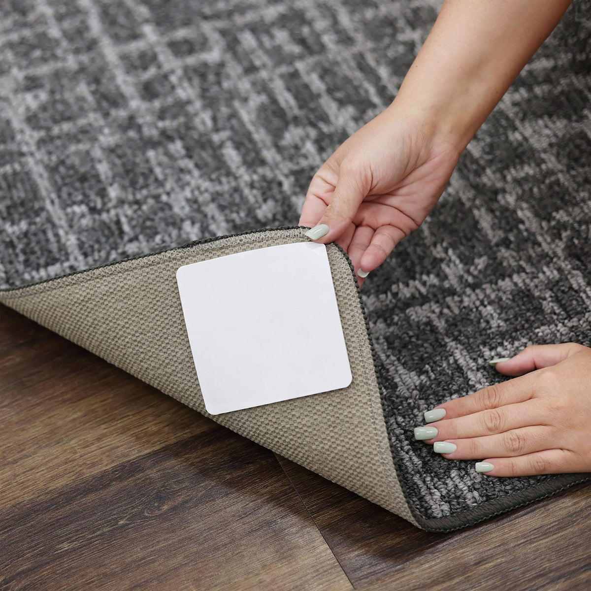 Mohawk Home Non Slip Corner Gripper Area Rug Tabs 4 Pack Anti Curling Double Sided Adhesive 4-Inch x 4-Inch - Product image 1