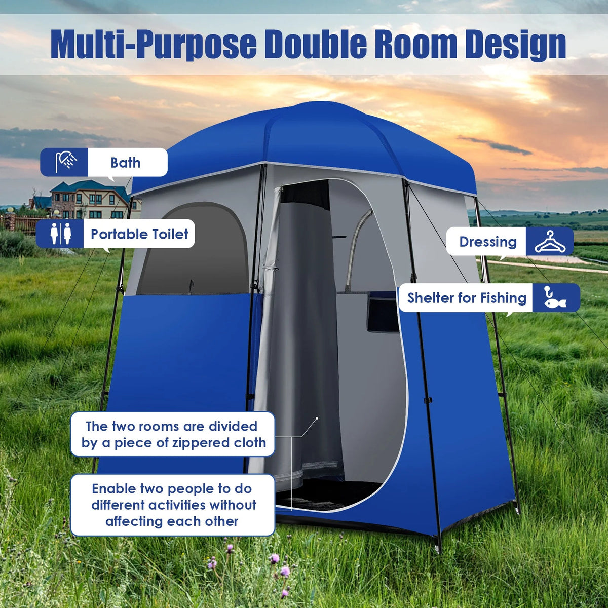 Favory Double - Room Shower Tent, Oversize Space Privacy Shelter for Camping with Floor - Product image 13