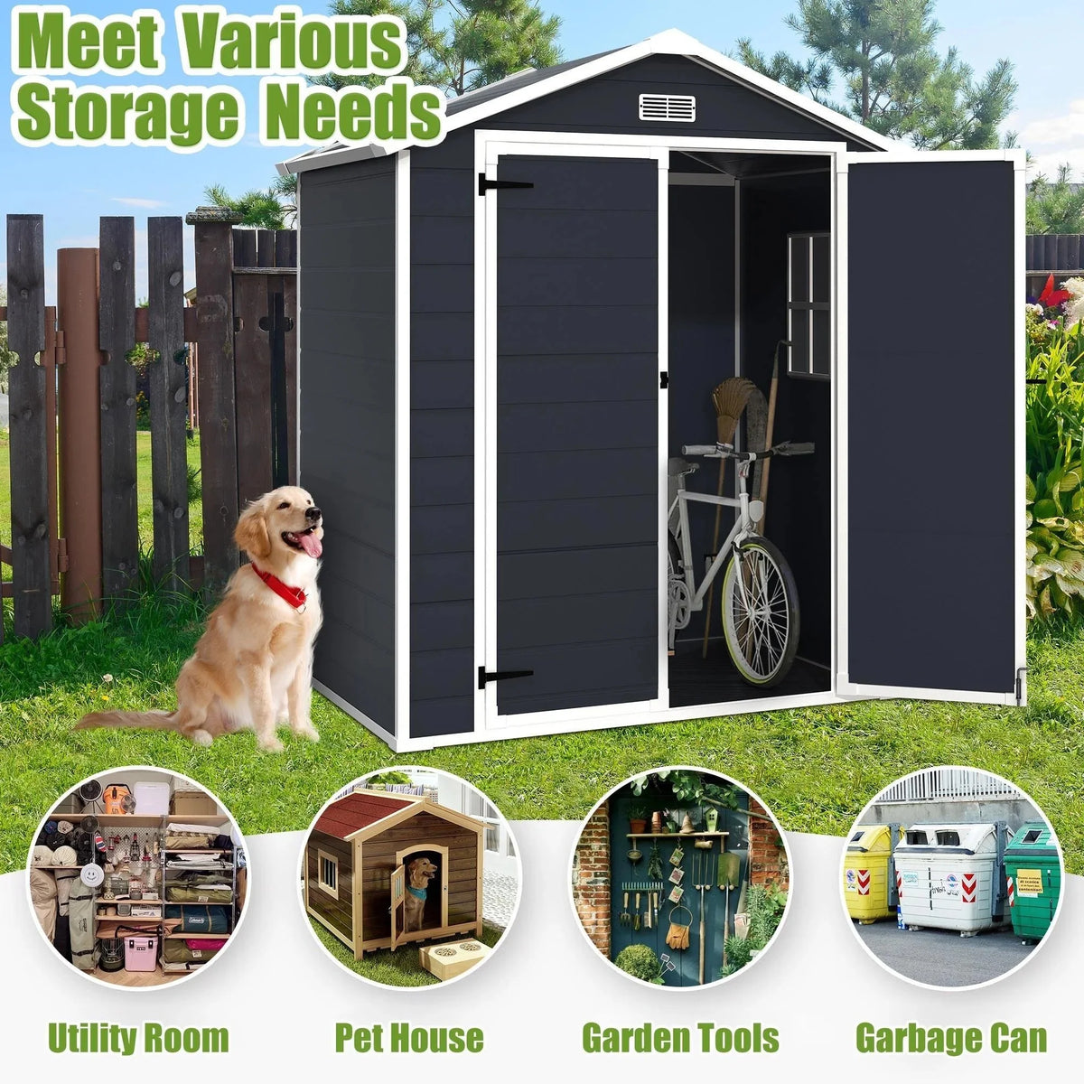 Enyopro 306gal Outdoor Storage Shed, Horizontal Resin Shed, Resistant Tool Plastic Shed for Storage of - Product image 14