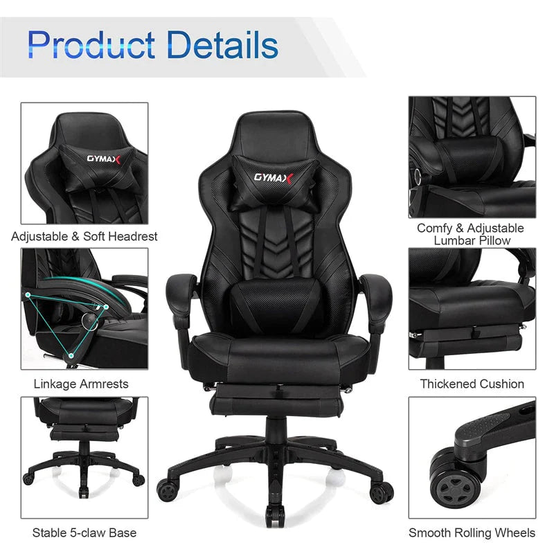 Ergonomic Gaming Chair Recliner with Footrest, Linkage Armrests & Lumbar Support - Product image 8