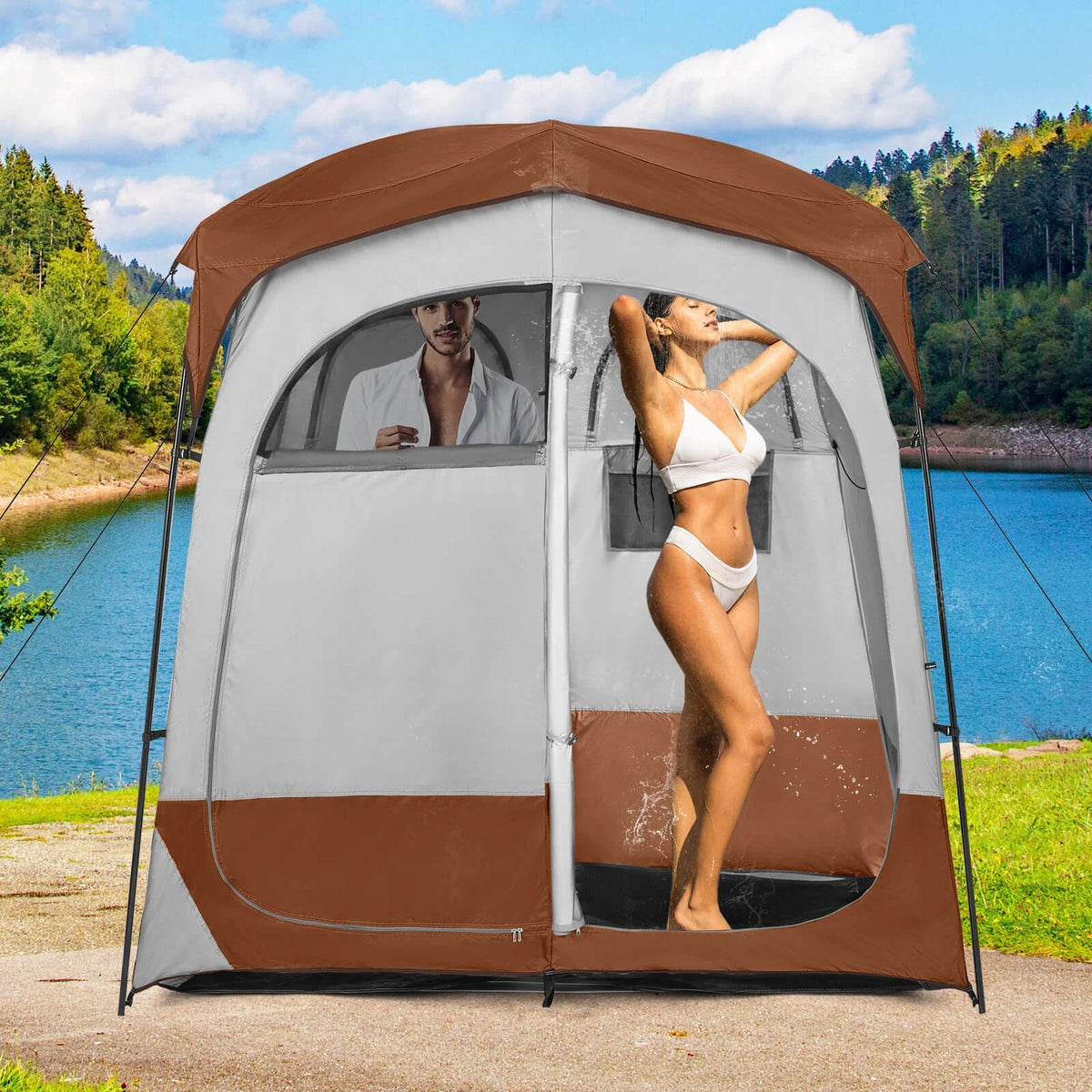 Favory Double - Room Shower Tent, Oversize Space Privacy Shelter for Camping with Floor - Product image 10