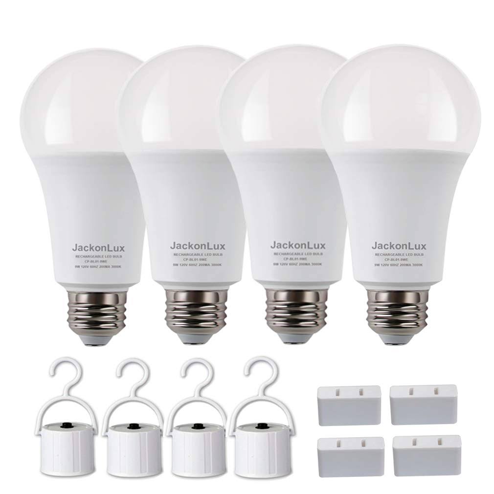 JackonLux Rechargeable Emergency Light Bulb, Soft White, 4 Pack - Product image 1